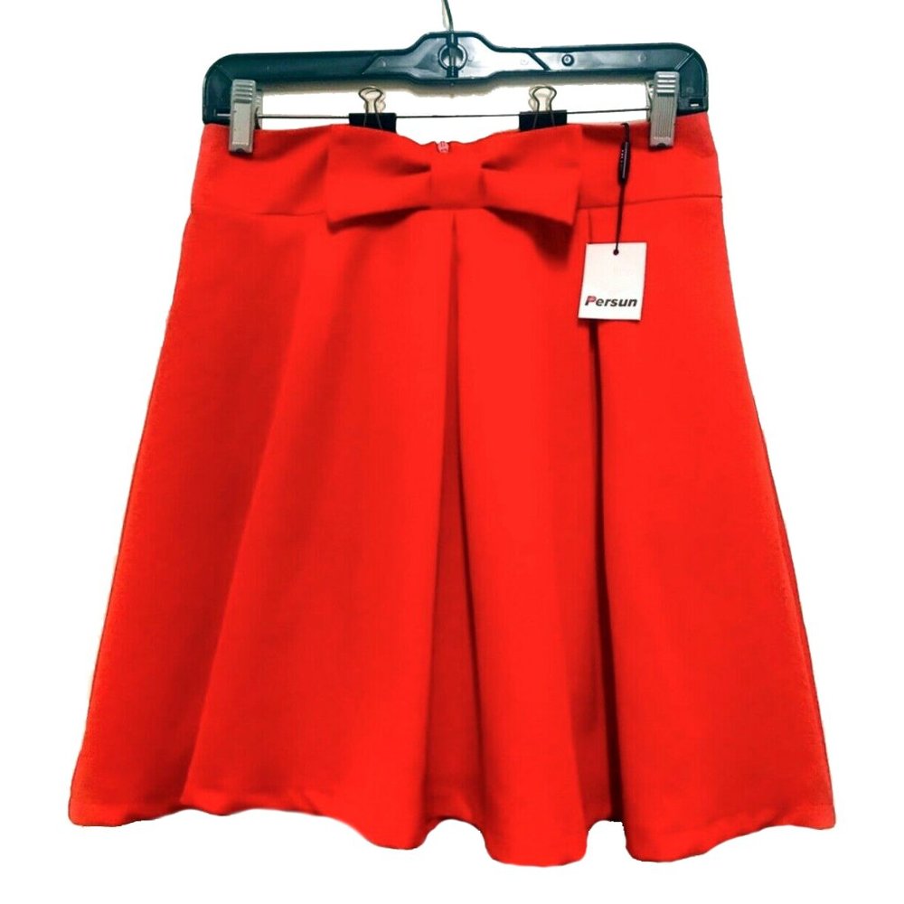 Persun Red pleated skirt UK size 12 waist 30.5 NWT